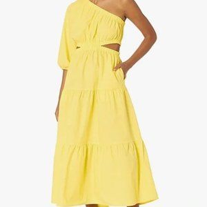 THE DROP One Shoulder Cut-Out Tiered Midi Dress